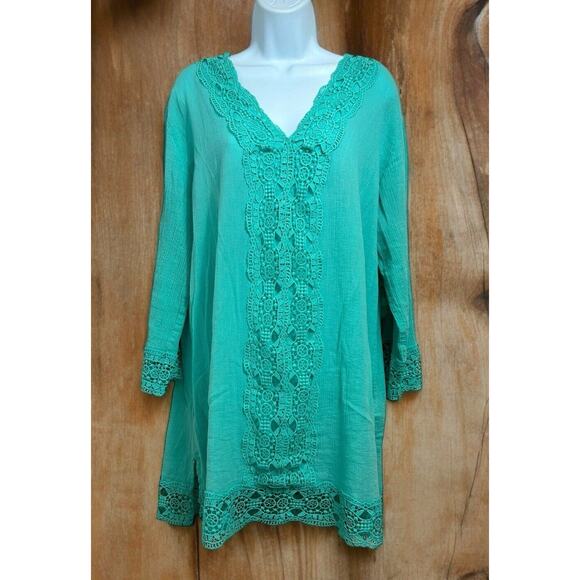 Isaac Mizrahi Daisy Swim Cover Up Women's Sz Large Beach Summer 3/4 Sleeve - Picture 2 of 8